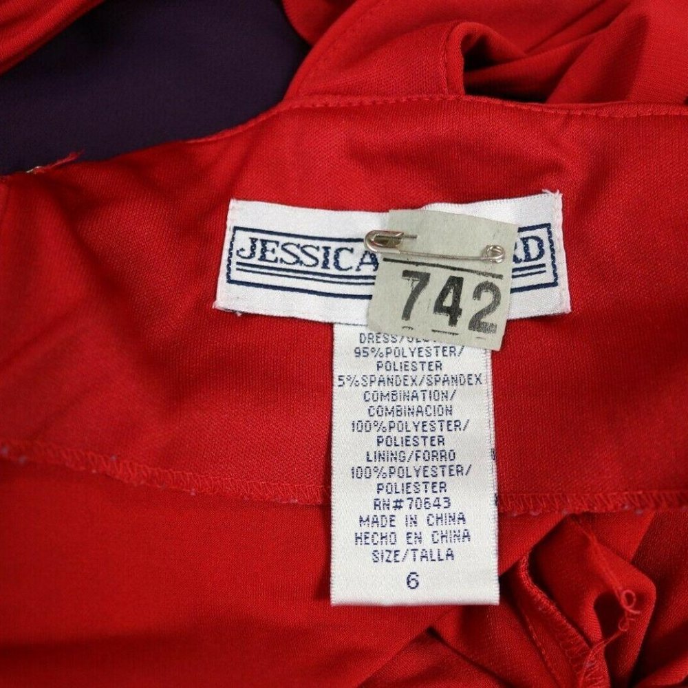 Jessica Howard Womens Dress V Neck Halter Bow Red - Picture 10 of 10